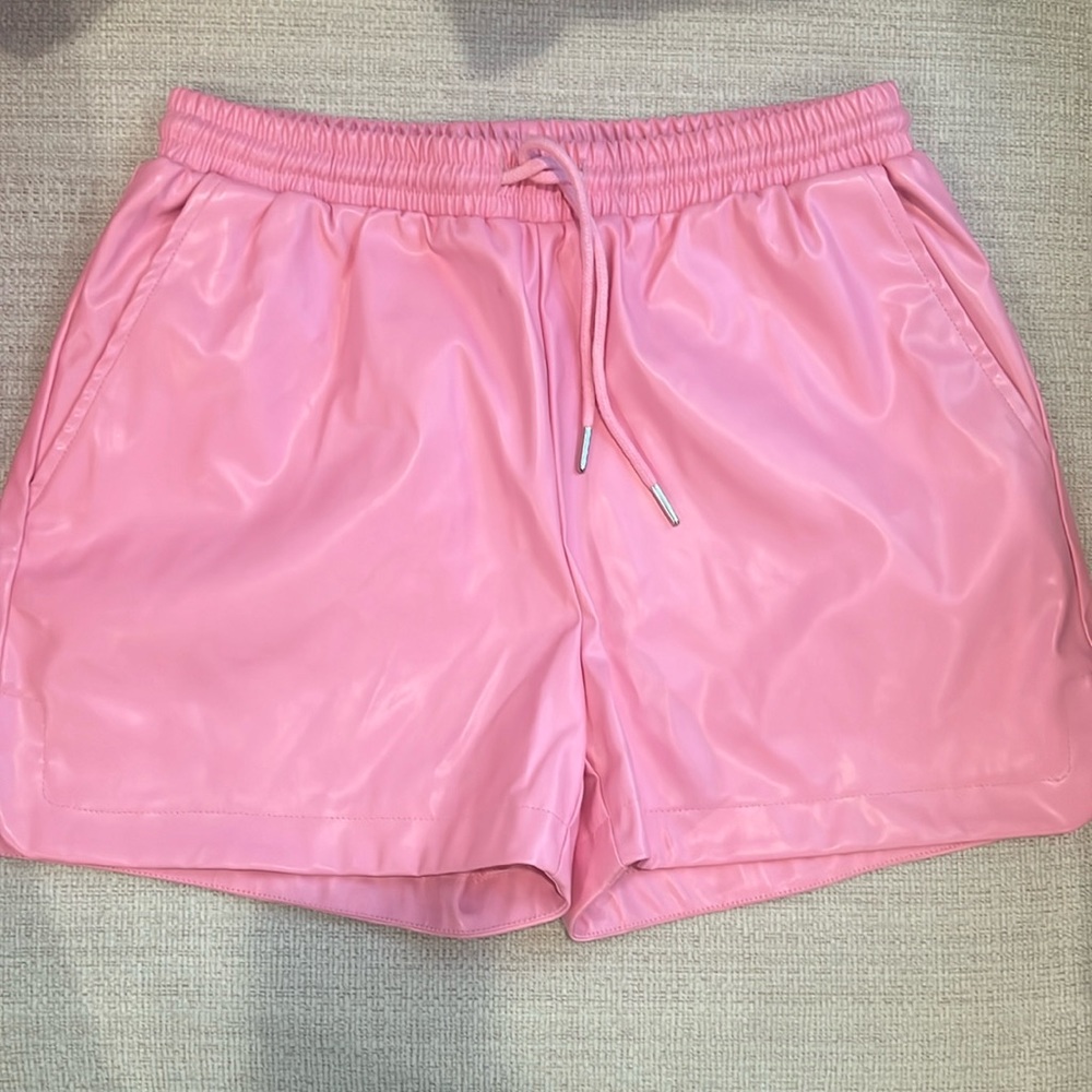 Pink Leather Shorts, Size M